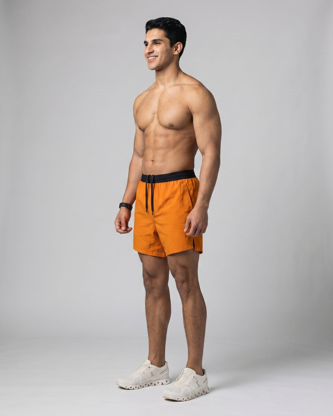 Vibrant Orange Athletic Drawstring Shorts
