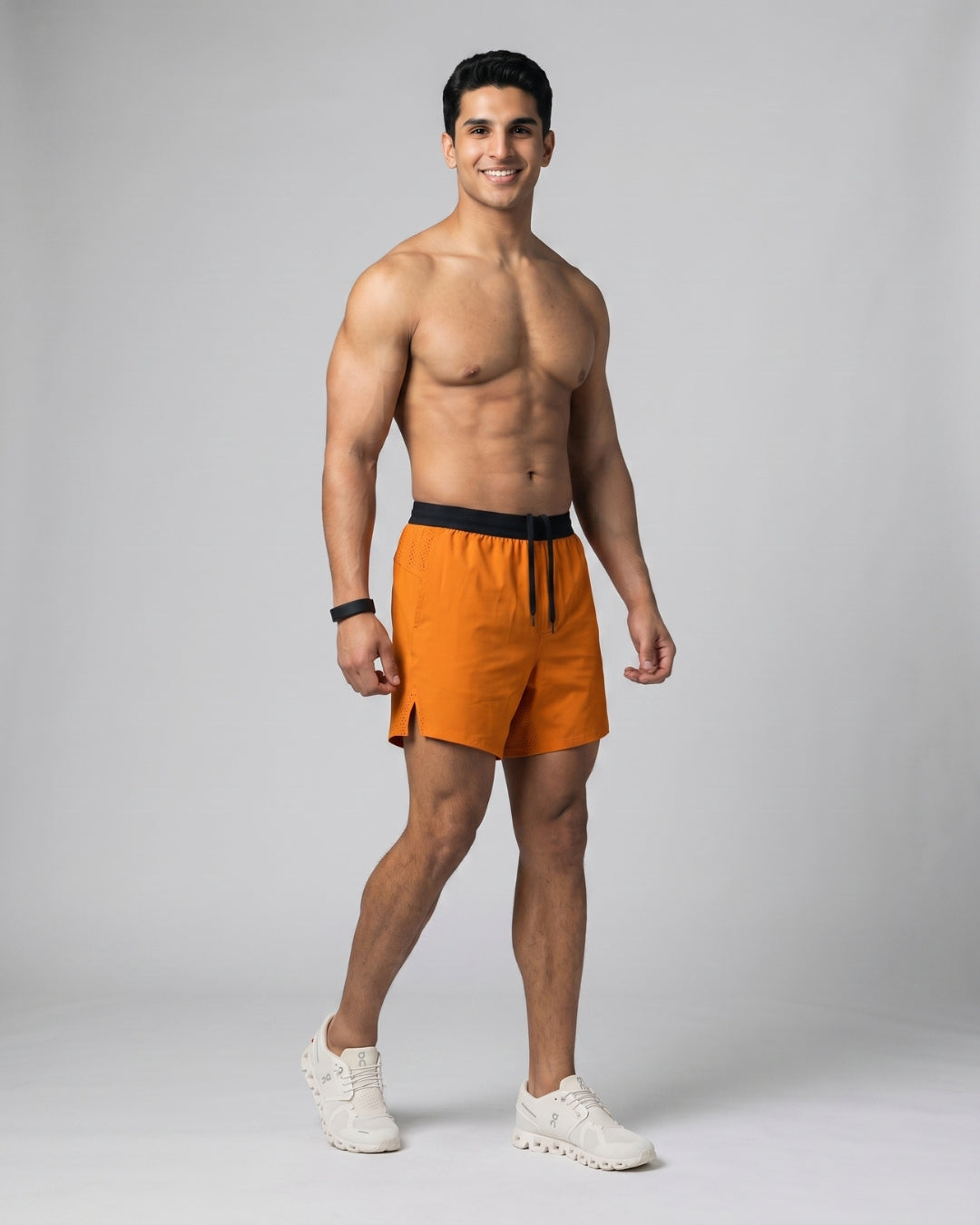 Vibrant Orange Athletic Drawstring Shorts