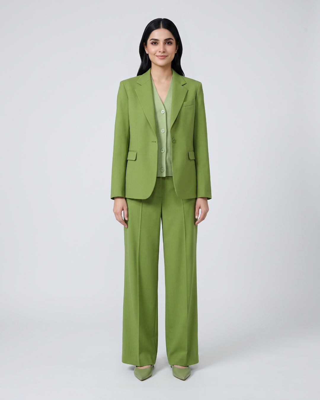 Classic Olive Green Three-Piece Suit
