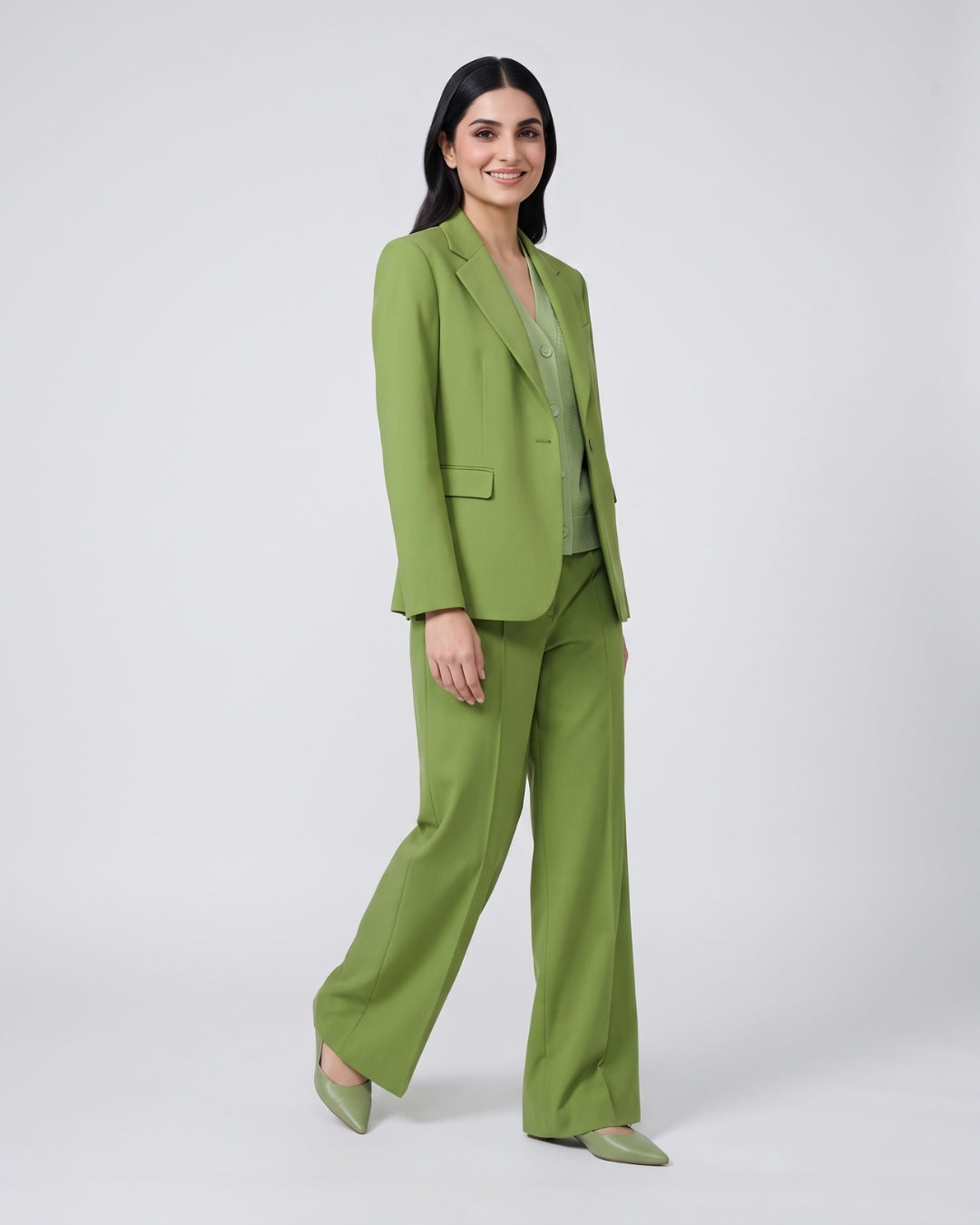 Classic Olive Green Three-Piece Suit