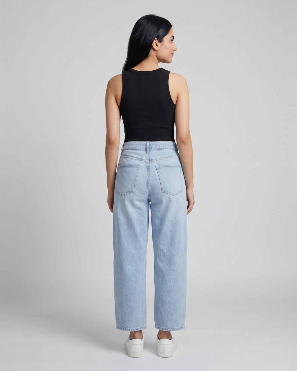 High-Waisted Light Blue Ankle Jeans