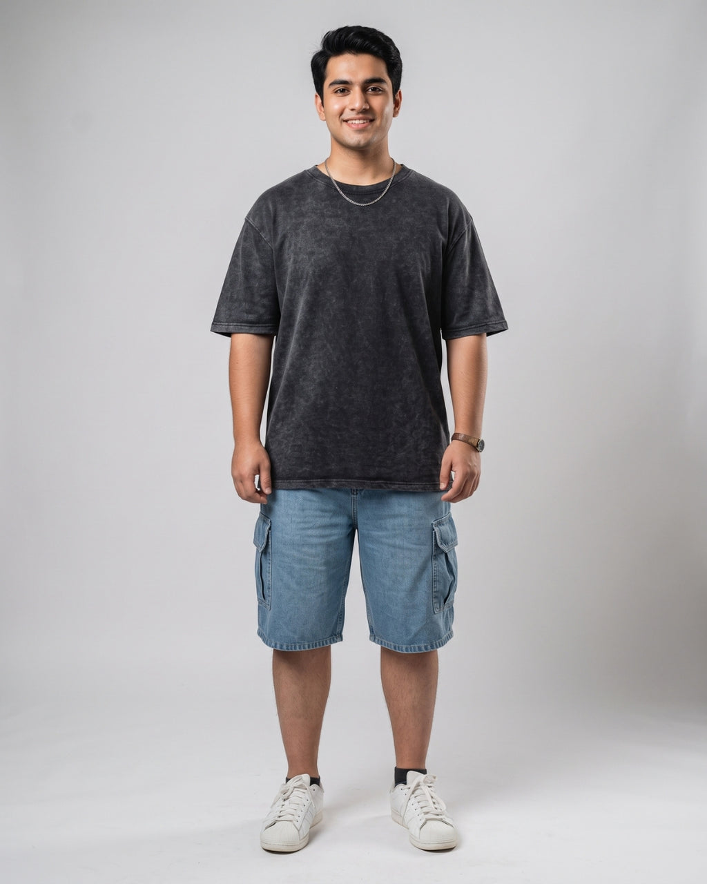 Classic Light Blue Denim Cargo Shorts