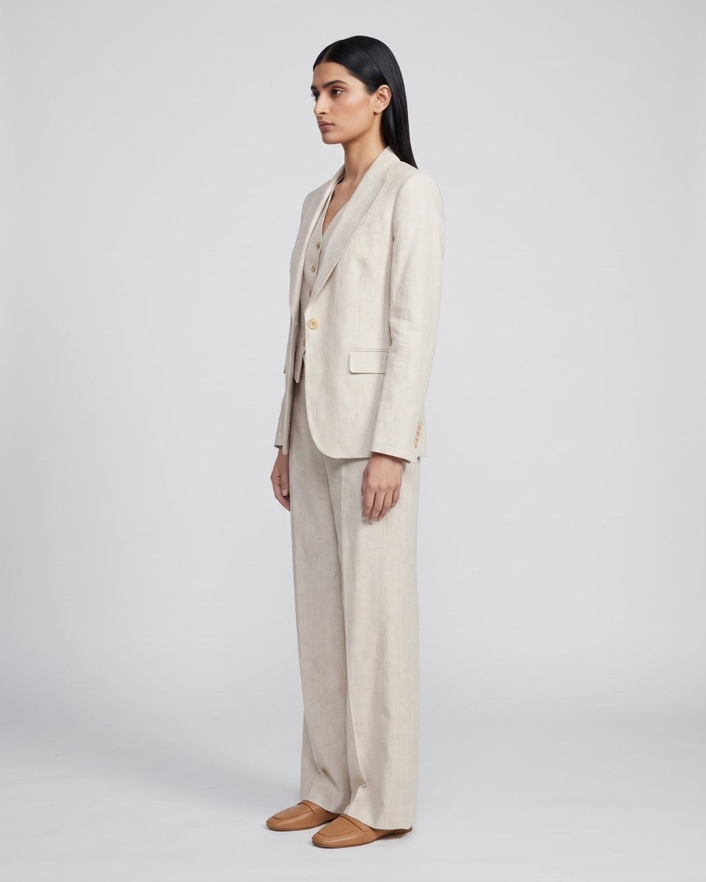 Tailored Off White Three-Piece Suit