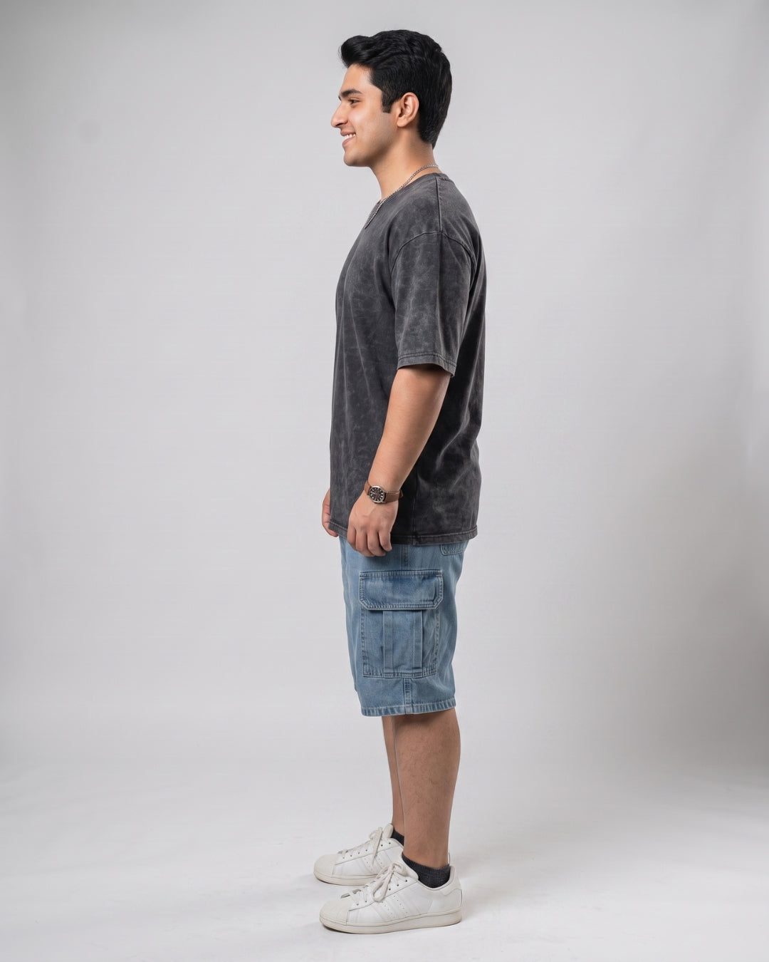 Classic Light Blue Denim Cargo Shorts
