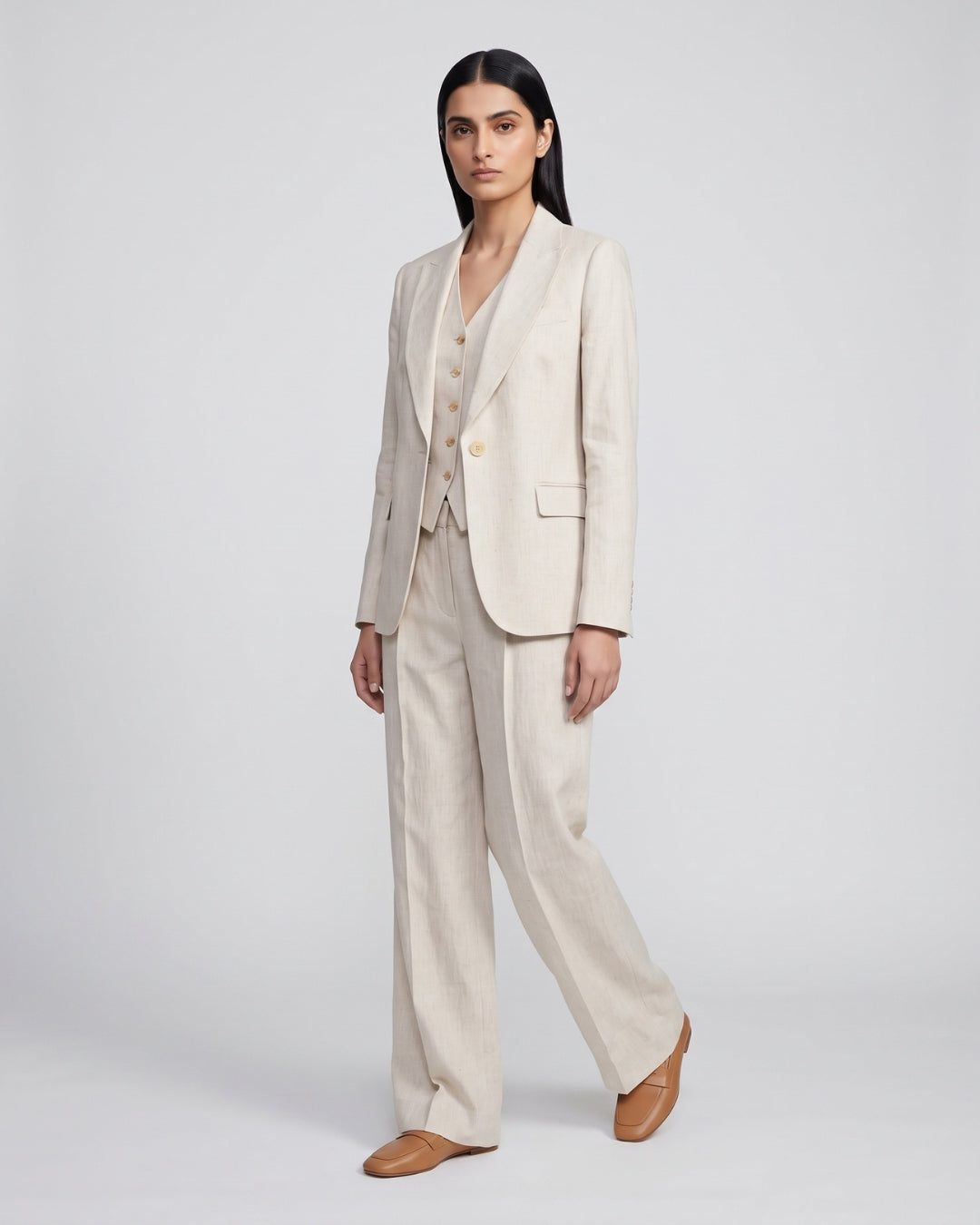 Tailored Off White Three-Piece Suit