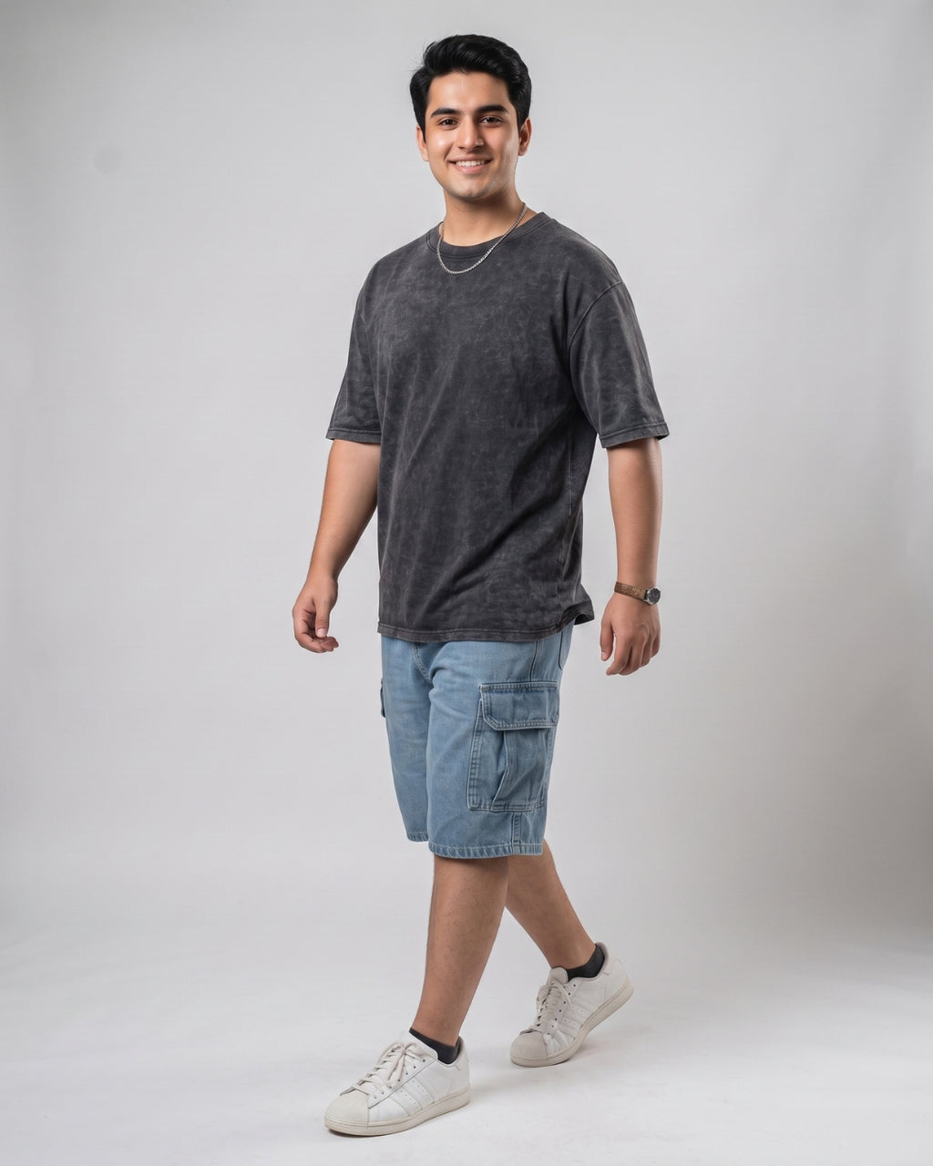 Classic Light Blue Denim Cargo Shorts
