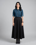 Contrast-Stitch Denim Button-Down