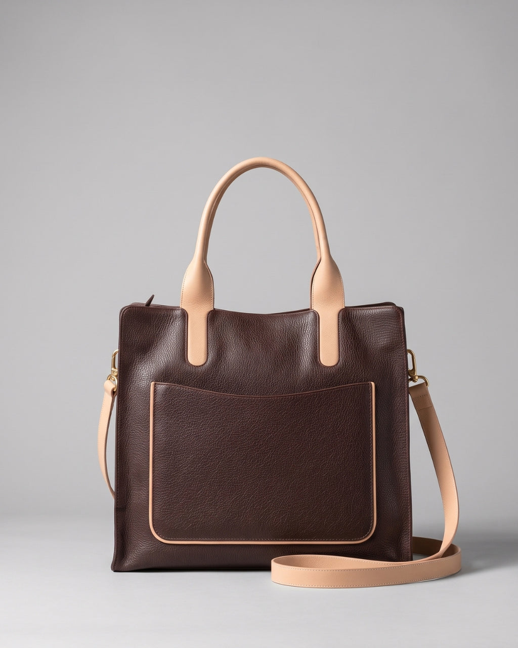 Classic Two-Tone Satchel Handbag