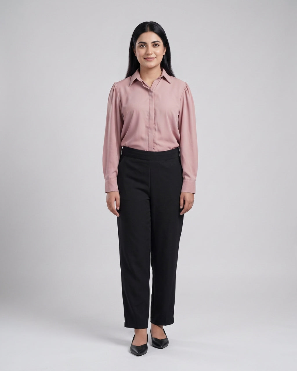 Dusty Pink Puff-Sleeve Blouse