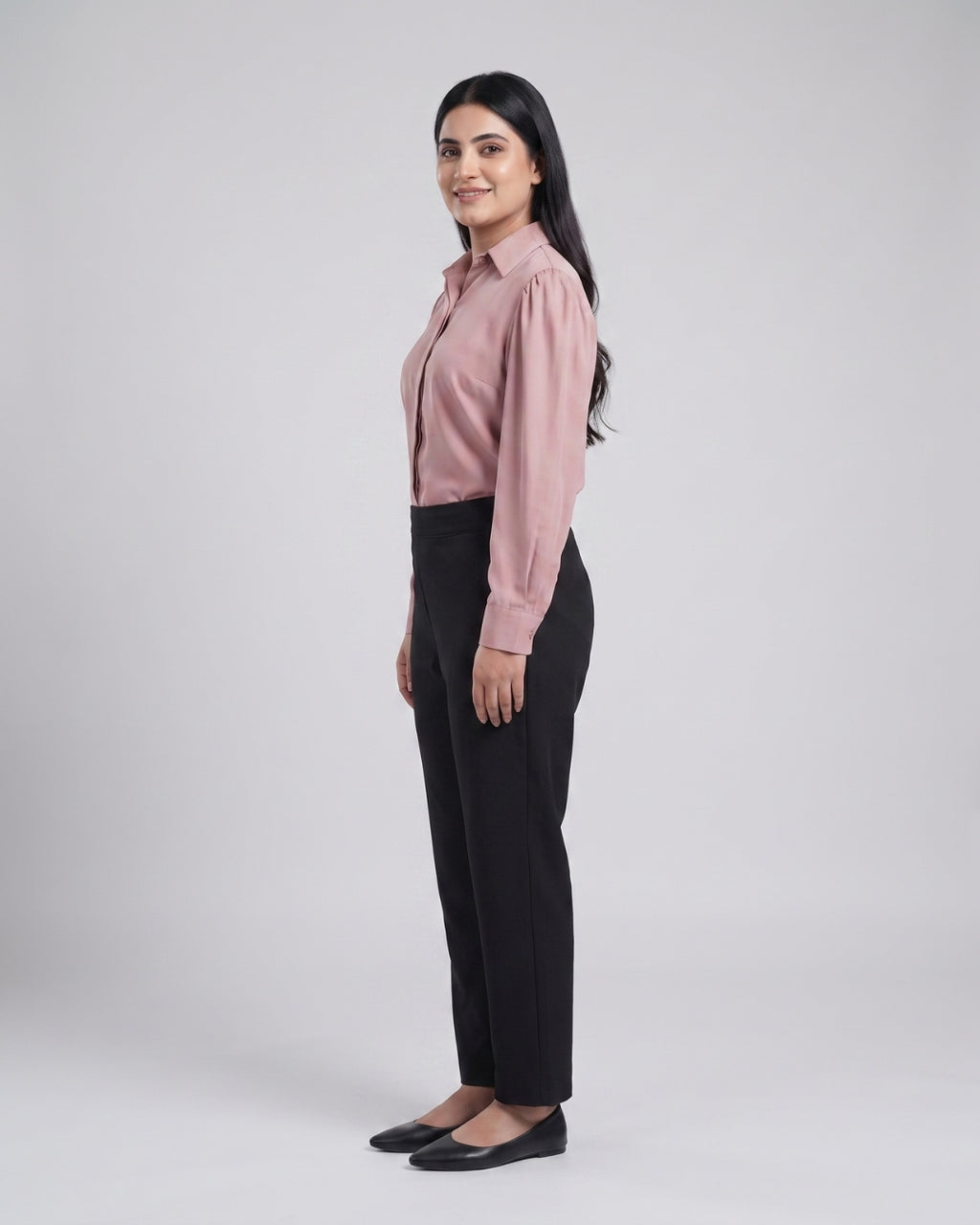 Dusty Pink Puff-Sleeve Blouse