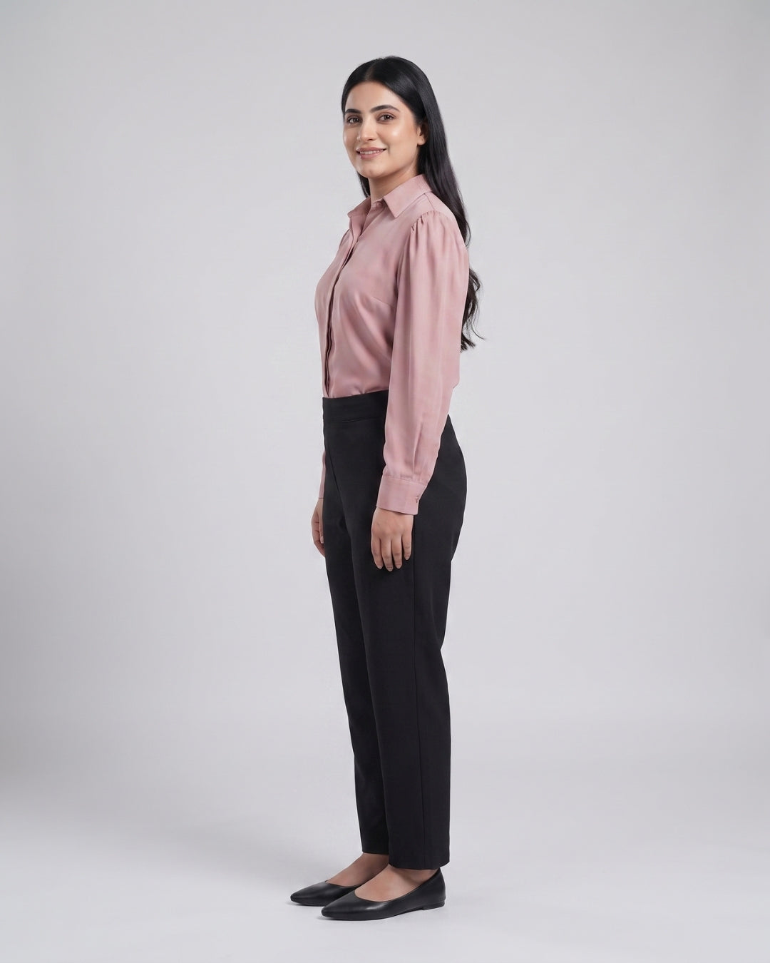Dusty Pink Puff-Sleeve Blouse