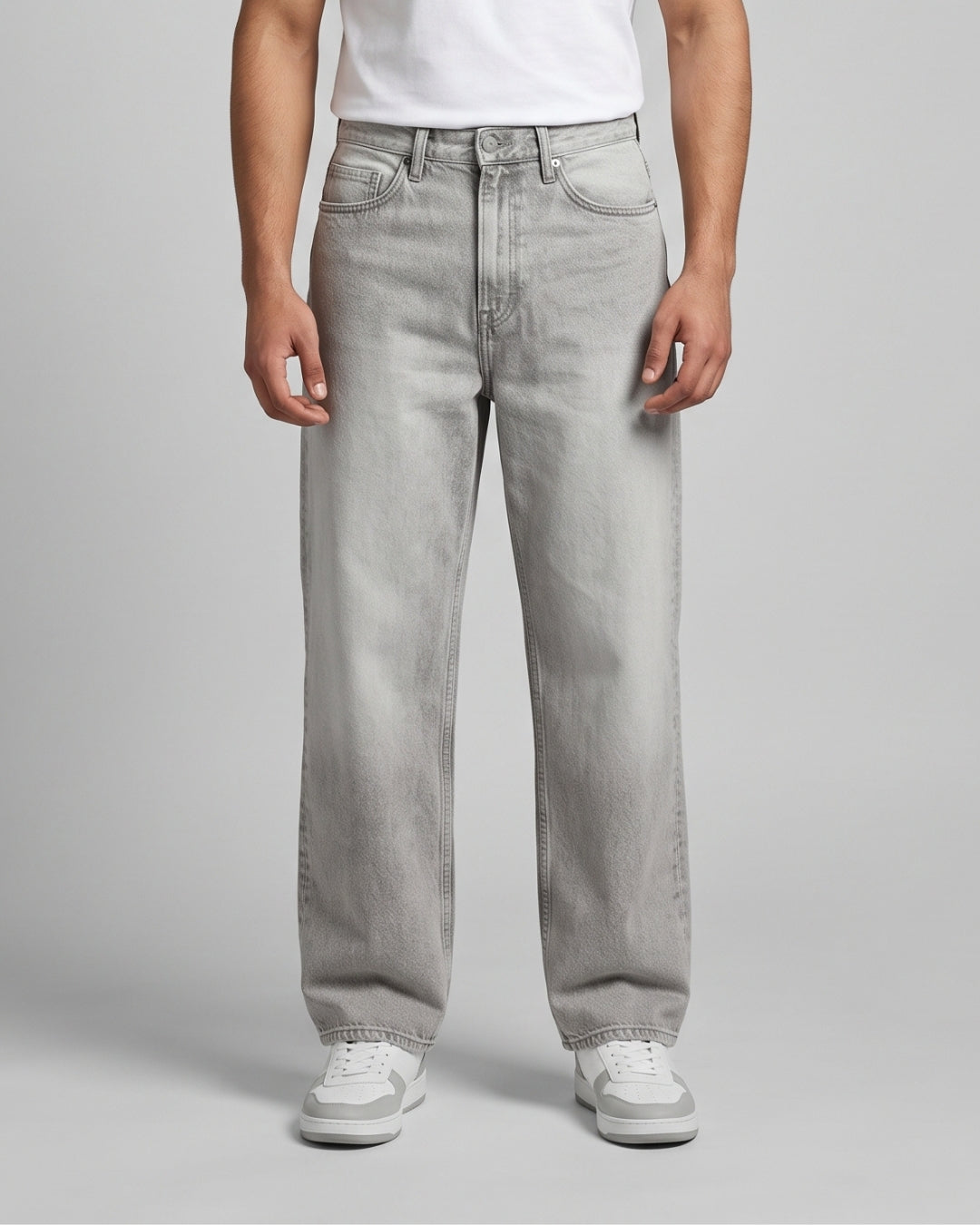 Relaxed Fit Light Grey Denim Pants