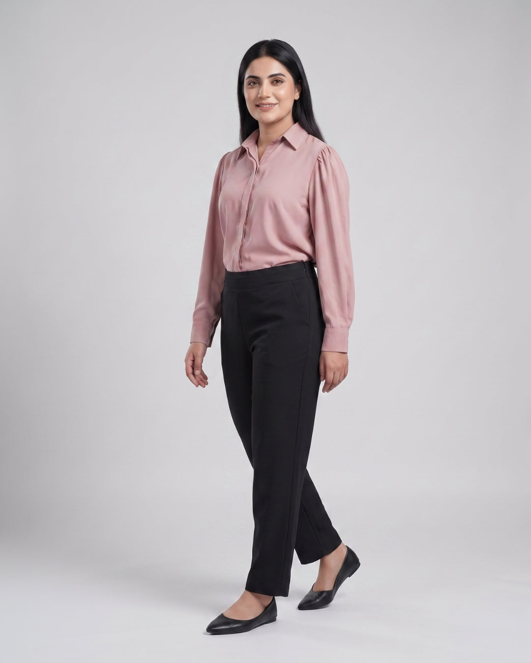 Dusty Pink Puff-Sleeve Blouse