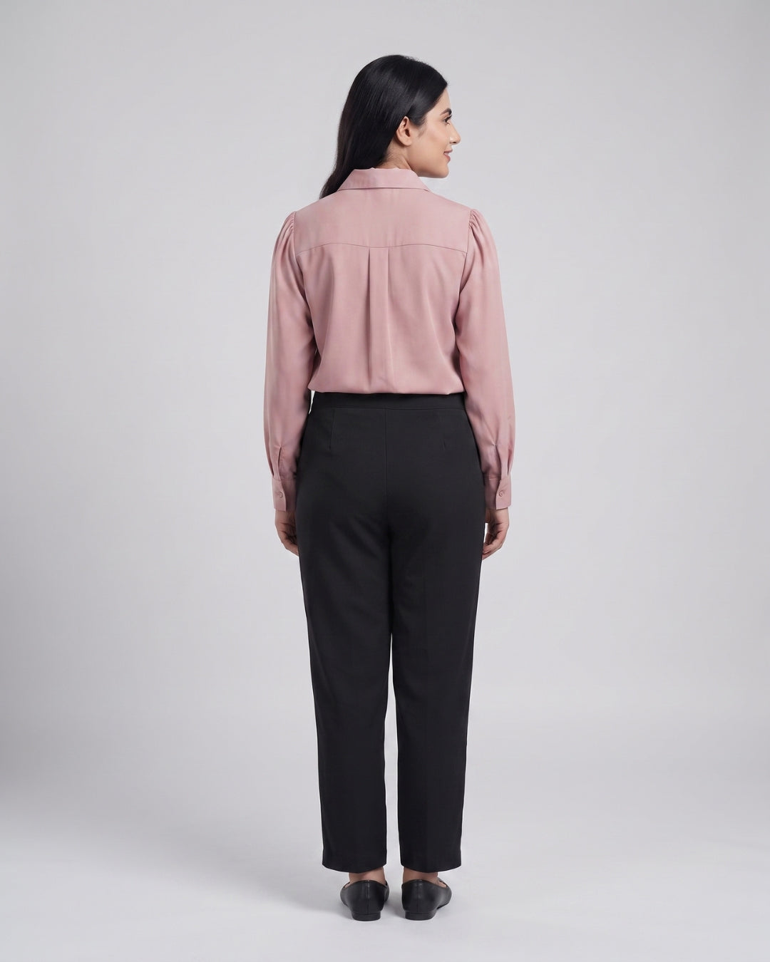 Dusty Pink Puff-Sleeve Blouse