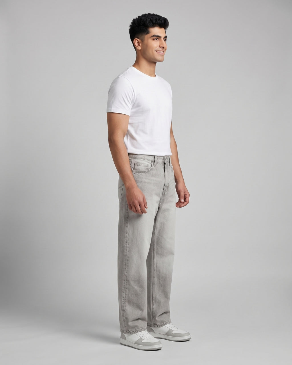 Relaxed Fit Light Grey Denim Pants