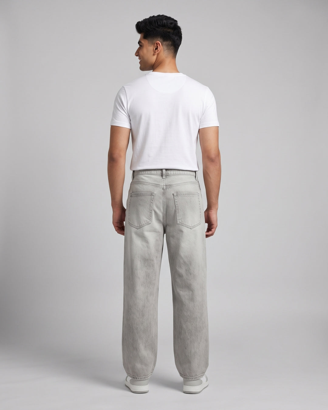 Relaxed Fit Light Grey Denim Pants