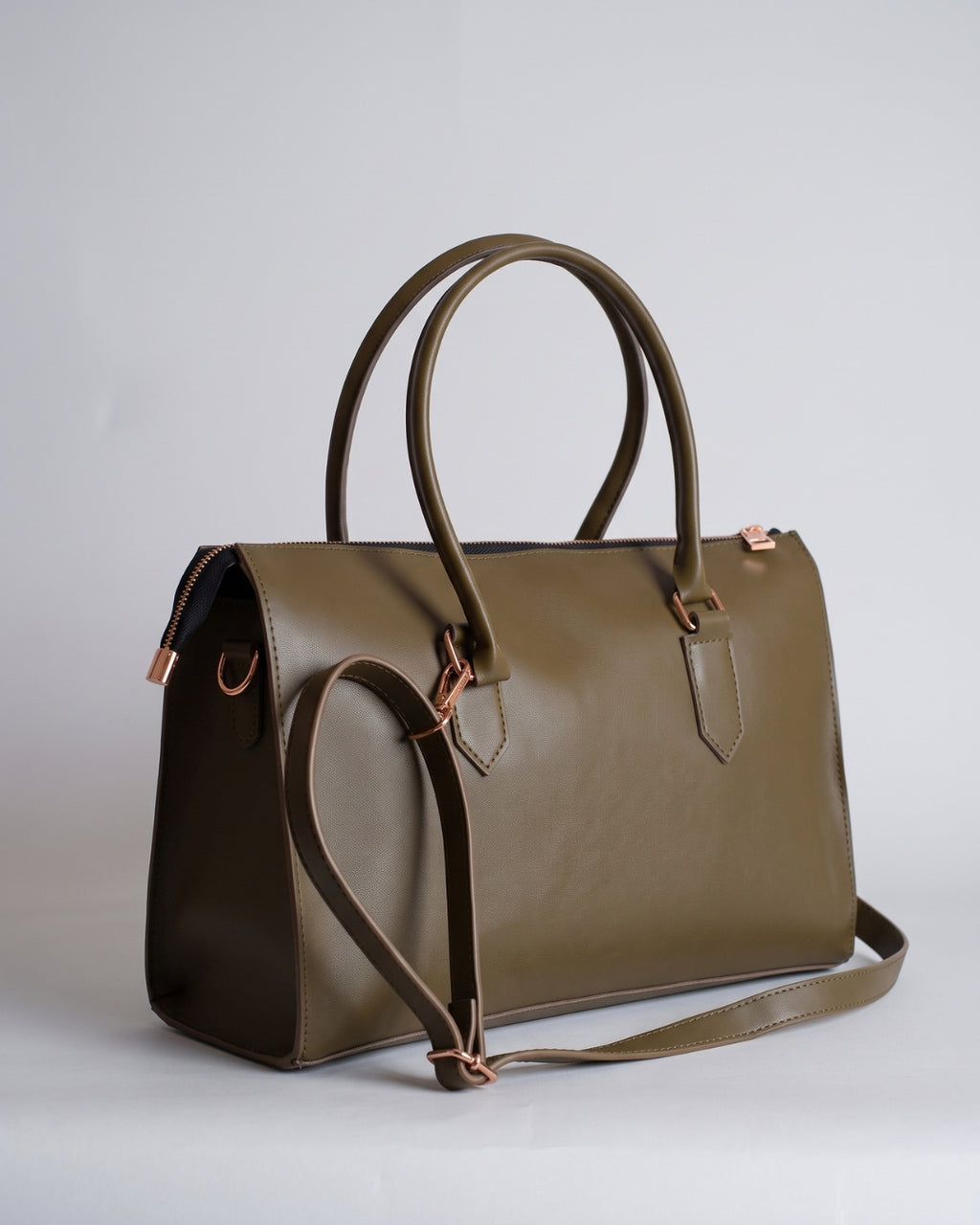 Classic Olive Top-Handle Satchel
