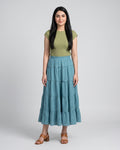 Teal Blue Boho Peasant Skirt